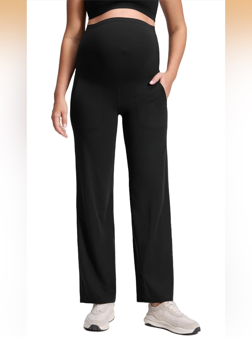 CRZ YOGA Maternity Wide-Leg Pull-On Pants - Black